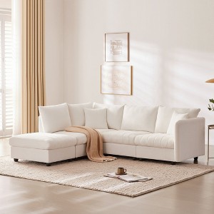 NicBex Sectional Sofa with Ottoman & 2 Pillows 5 Seat L Shaped Modular Sofa for Living Room & Apartment - 1 of 4