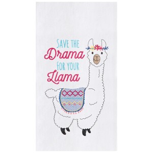 Toalla de cocina de tela de harina con bordado de drama de llama