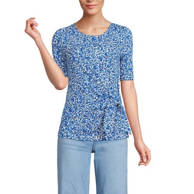 Lands' End Women's Lightweight Jersey Tie Front Top