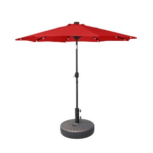 WestinTrends 9 Ft Outdoor Patio Solar LED Market Umbrella with Bronze Round Base - 1 of 4