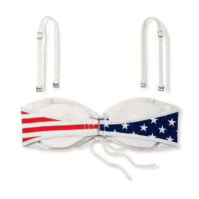Wild Fable Women's Contrast Binding Tie Front Bandeau Bikini Top - Wild Fable™ Stars and Stripes L — фото 7