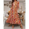 Women's Bohemian Print Dress Half Sleeve Flowy Casual Maxi Summer Dress - 2 of 3