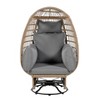 Gulches Outdoor Swivel Chair,Rattan Egg Patio Chair with Rocking Function for Balcony,Poolside and Garden (Natural Wicker+Gray Cushion) - 4 of 4