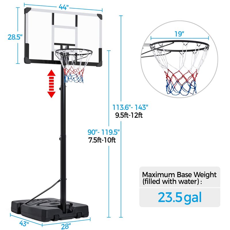 Yaheetech Portable Basketball Hoop System for Teens/Adults Black, 2 of 9