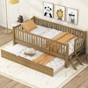 Whisen Twin Size Wood Platform Bed with Guardrail and 2 Drawers - 3 of 4
