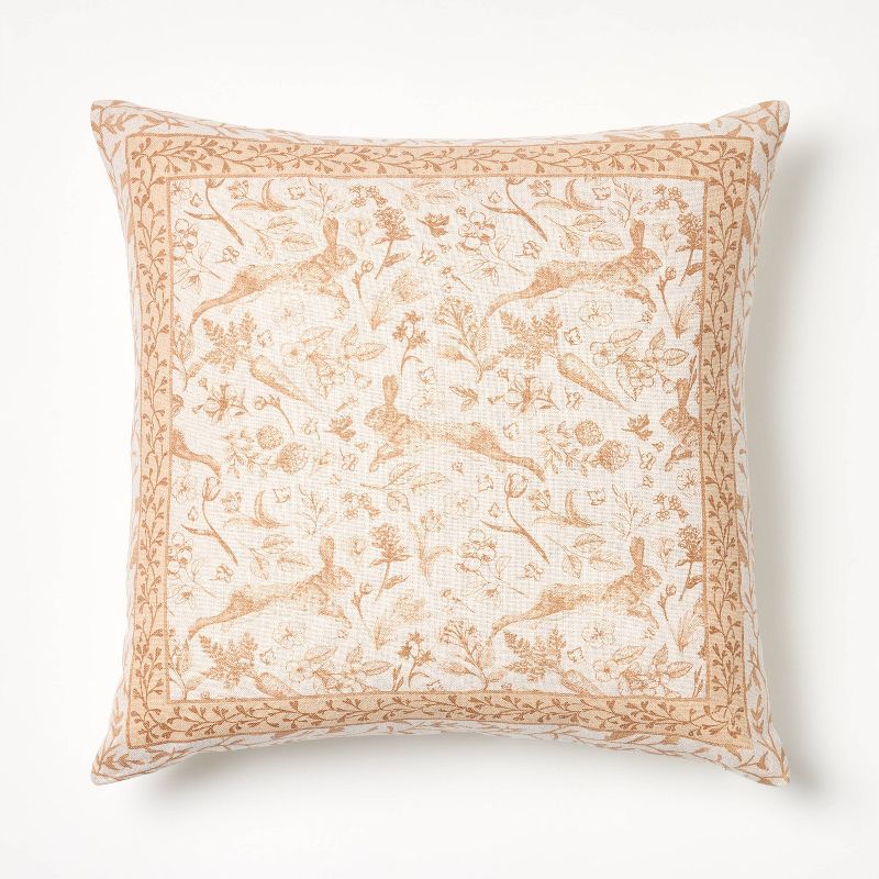 Printed Easter Toile Block Print Square Throw Pillow Neutral - Threshold&#8482; designed with Studio McGee, 1 of 8