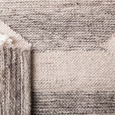 Ivory and Gray Hand-Knotted Wool Geometric 8' x 10' Rug