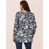 Seta T Women's Loose Fit Long Sleeve Casual Floral Printed Henley V Neck Tunic Tops - 4 of 4