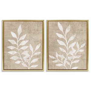 Stupell Industries Boho Botanical Leaf Silhouette 2pc Floating Frame Art Set - 1 of 4