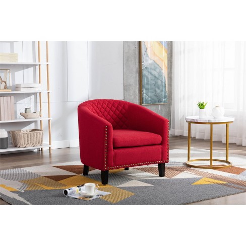 Red discount barrel chair