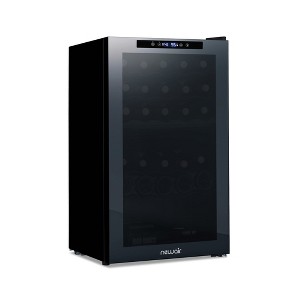 Newair Shadow Series Wine Cooler Refrigerator 33 Bottle Dual Temperature Zones, Freestanding Mirrored Wine Fridge with Double-Layer Tempered Glass - 1 of 4
