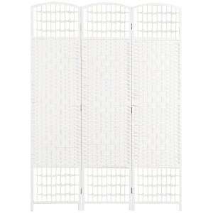 Aghana Digitals 3-Panel Folding Privacy Screen: Handwoven Wave Fiber Room Divider for Home Office, - 1 of 4