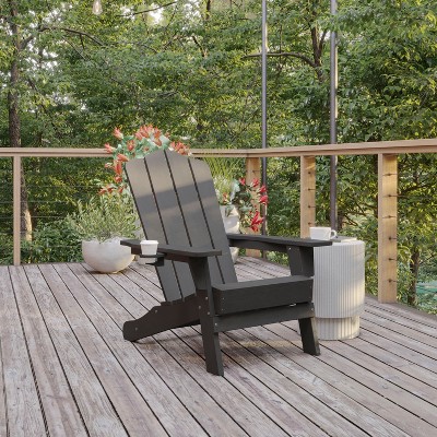 Gray High-Density Polyethylene Adirondack Chair with Armrests