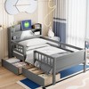 TIRAMISUBEST Twin Size Platform Bed with Built-in LED Light, Multi-functional Headboard, Guardrail and 2 Drawers - 3 of 4