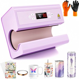 HOMDOX 29.5×22.6×16.3cm Auto-Tumbler Heat Press with Sublimation Paper Heating Band & Gloves 550.00 W, 550W Quick and Even Heating Process Purple/Pink - 1 of 4