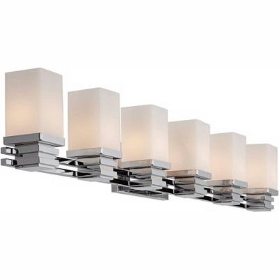Chrome 52" Modern Wall Light with Opal Glass Shades