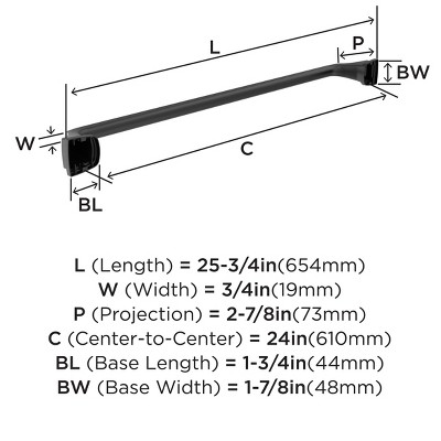 Matte Black 24-inch Wall Mounted Towel Bar