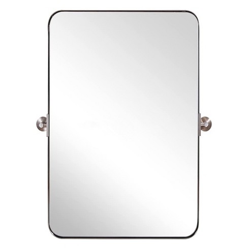 ANDY STAR Modern Decorative 22 x 34 Inch Rectangle Wall Mounted Hanging Bathroom Vanity Mirror with Stainless Steel Metal Frame, Brushed Nickel - image 1 of 4