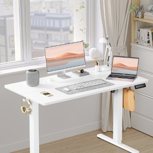 MAYEERTY 55in Computer Desk with Storage, Modern Writing Desk with Fabric Drawers for Home Office, Black - 1 of 4