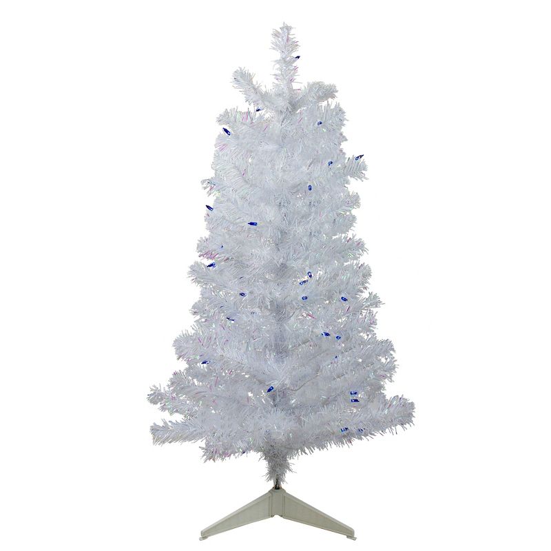 Northlight 3' Pre-Lit White Medium Pine Artificial Christmas Tree - Blue Lights, 1 of 9