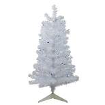 Northlight 3' Pre-Lit White Medium Pine Artificial Christmas Tree - Blue Lights