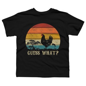 Boy's Design By Humans Retro Guess What? Chicken Behind By Chos T-Shirt - 1 of 2