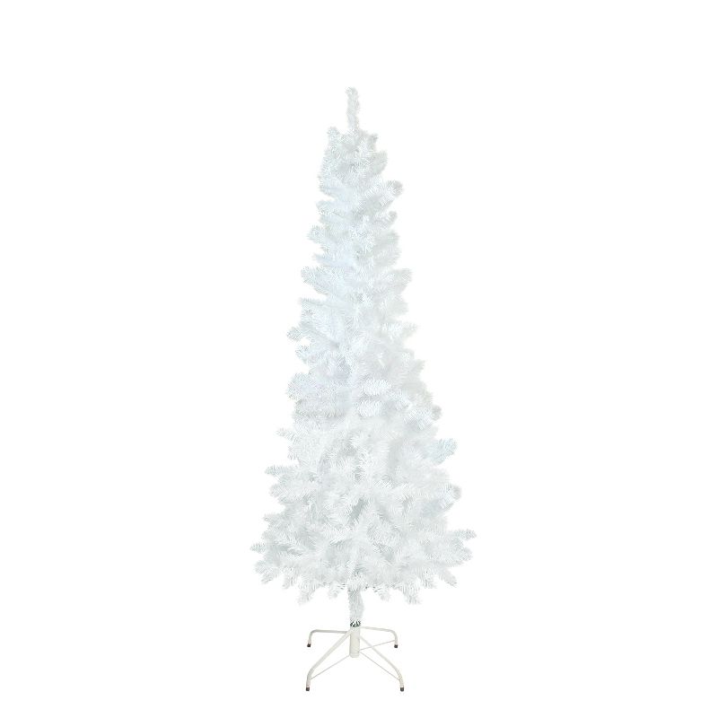 Northlight 7.5' Unlit Artificial Christmas Tree White Glimmer Iridescent Spruce Pencil, 1 of 5