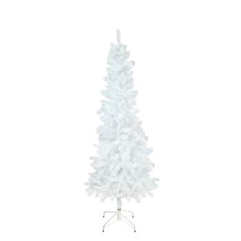 Northlight 7.5' Unlit Artificial Christmas Tree White Glimmer Iridescent Spruce Pencil