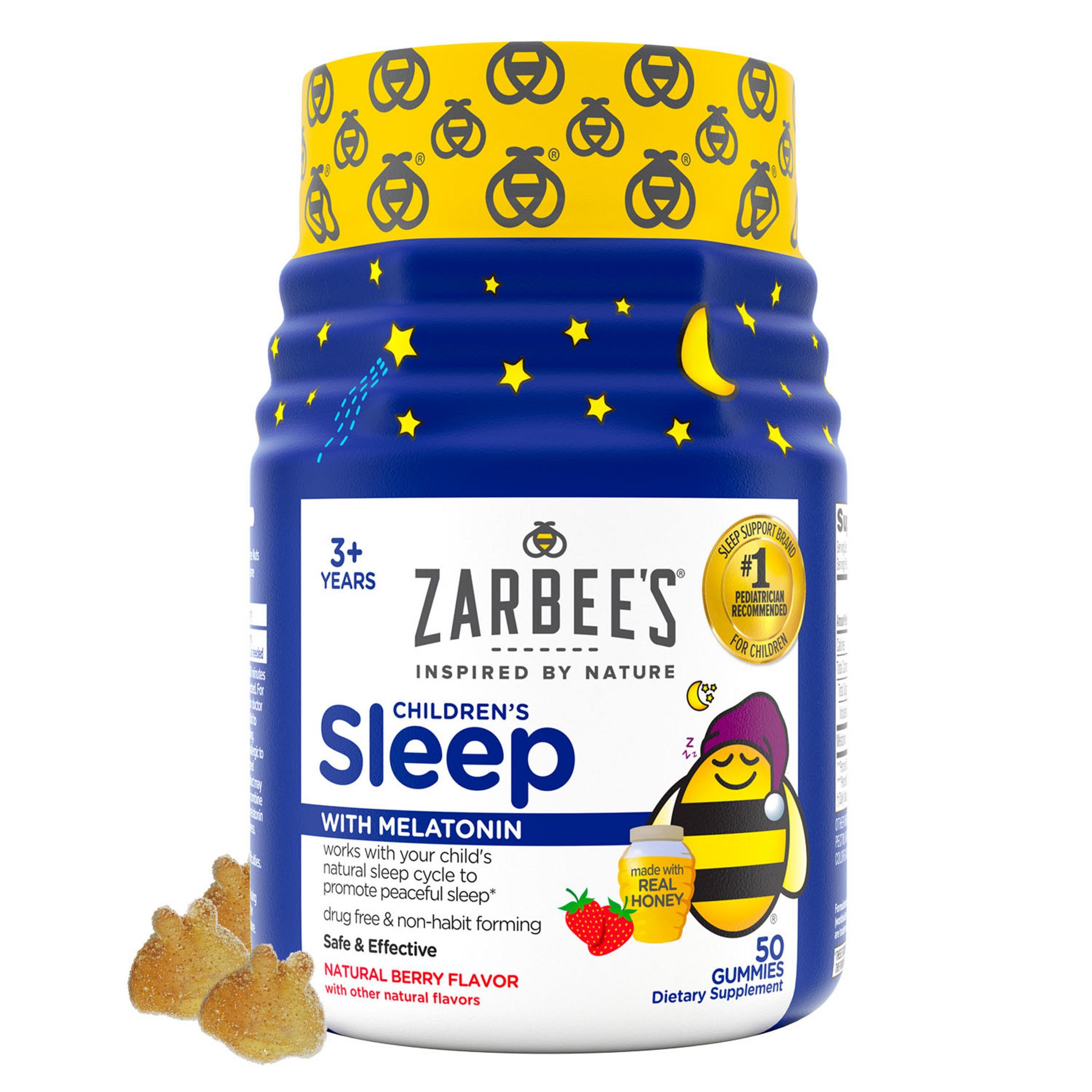 Zarbee's Kid's Sleep Gummies with Melatonin, Drug-Free, Non-Habit Forming - Natural Berry - 50ct