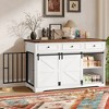 Gulches White Farmhouse Dog Crate with Sliding Barn Door and Drawers - 3 of 4
