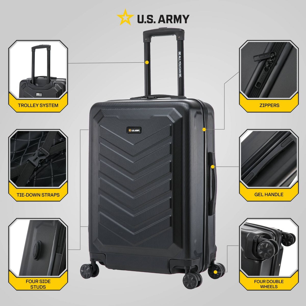 U.S. Army FOX 24" Medium Checked Hardside Suitcase - thumbnail 2