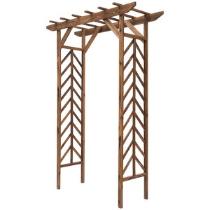 Outsunny 79in Wooden Garden Arbor Arch Trellis with Classic Countryside Style, Pergola Style Roof for Climbing Vines for Ceremony Party Weddings - 1 of 4