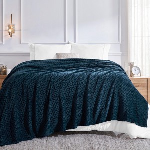 Plush Textured Quilted Diamond Fleece Blanket by Blue Nile Mills - 1 of 4