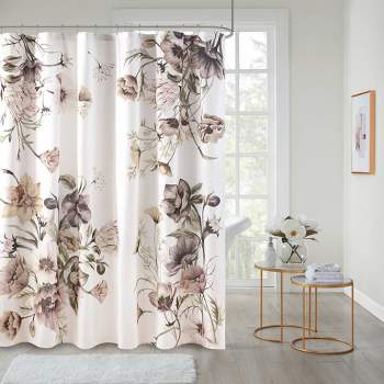 Maddy Printed Cotton Shower Curtain Blush