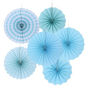 Unique Bargains Paper Hanging Decorative Folding Fans 8" 12" 16" 6 Pcs - 1 of 4