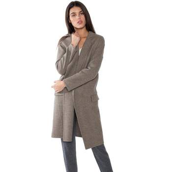 JENNIE LIU Women's Cashmere Wool Double-faced Lapel Overcoat
