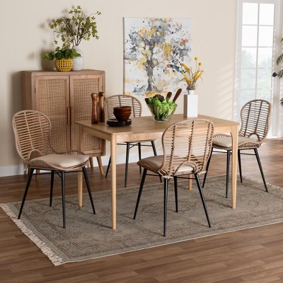 Baxton Studio Brenna Modern Bohemian Wood 5-Piece Dining Set