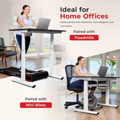 White Adjustable Pneumatic Standing Desk with Steel Frame
