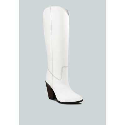 GREAT-STORM Blue Metallic Leather Women Calf Boots