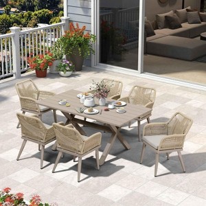 PURPLE LEAF Outdoor Dining Set All-Weather PE Rattan Outdoor Patio Furniture Set with All Aluminum Frame Table and Chairs Set - 1 of 4