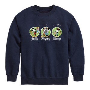 Boys' - Disney - Mickey and Minnie Jolly Happy Merry Christmas Graphic Long Sleeve Fleece Sweatshirt - 1 of 4
