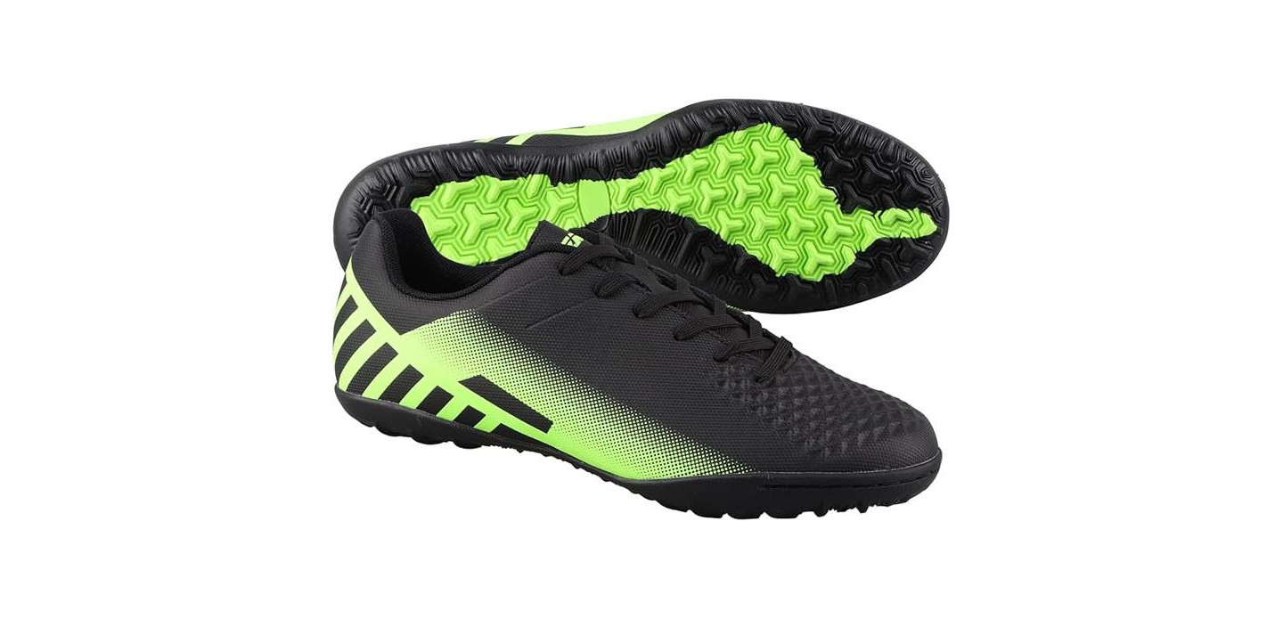 Мужские кроссовки Vizari Santos Turf Soccer Shoes for Adults and Teens- Black/Green, цвет: Чёрный — фото 3