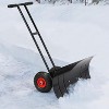 Metal Snow Pusher with Wheels - Adjustable Height and Angle Handle for Driveways, Double Rod Design - 2 of 2