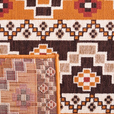 Rust Red Synthetic Rectangular Washable Area Rug