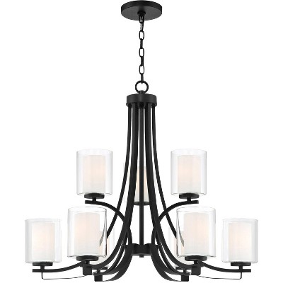 Minka Lavery Sand Coal Chandelier 31 1/2" Wide Modern Clear Outer White Inner Glass Shade 9-Light Fixture for Dining Room House