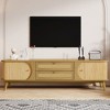 66.93 Inch Natural Rattan TV Stand for TVs up to 75 Inches Media Console with Solid Wood Legs for Living Room Home Theatre - 2 of 4