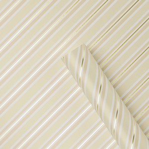 30" 25 sq ft Christmas Roll Wrap Blush/White/Gold Diagonal Stripes - Wondershop™ - 1 of 3