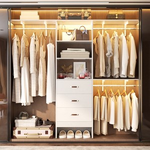 Besiost 96-In Closet Organizer with Wood Drawers, Closet System with Hanging Rods and Storage Shelves - 1 of 4