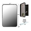 Vynxaria 16x24 Inch Recessed Black Metal Framed Medicine Cabinet with Mirror and Adjustable Shelves Black Wall Mirror with Storage for Bathroom - 4 of 4