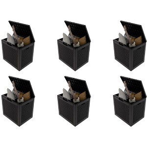 Sersper 30 Gallon Rattan-Style Waterproof Resin Deck Box with Lockable Lid, UV Resistant, Black - Indoor & Outdoor Use (6 Pack) - 1 of 3